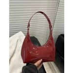 Niche-style vintage patent leather shoulder bag, versatile single shoulder/crossbody bag.